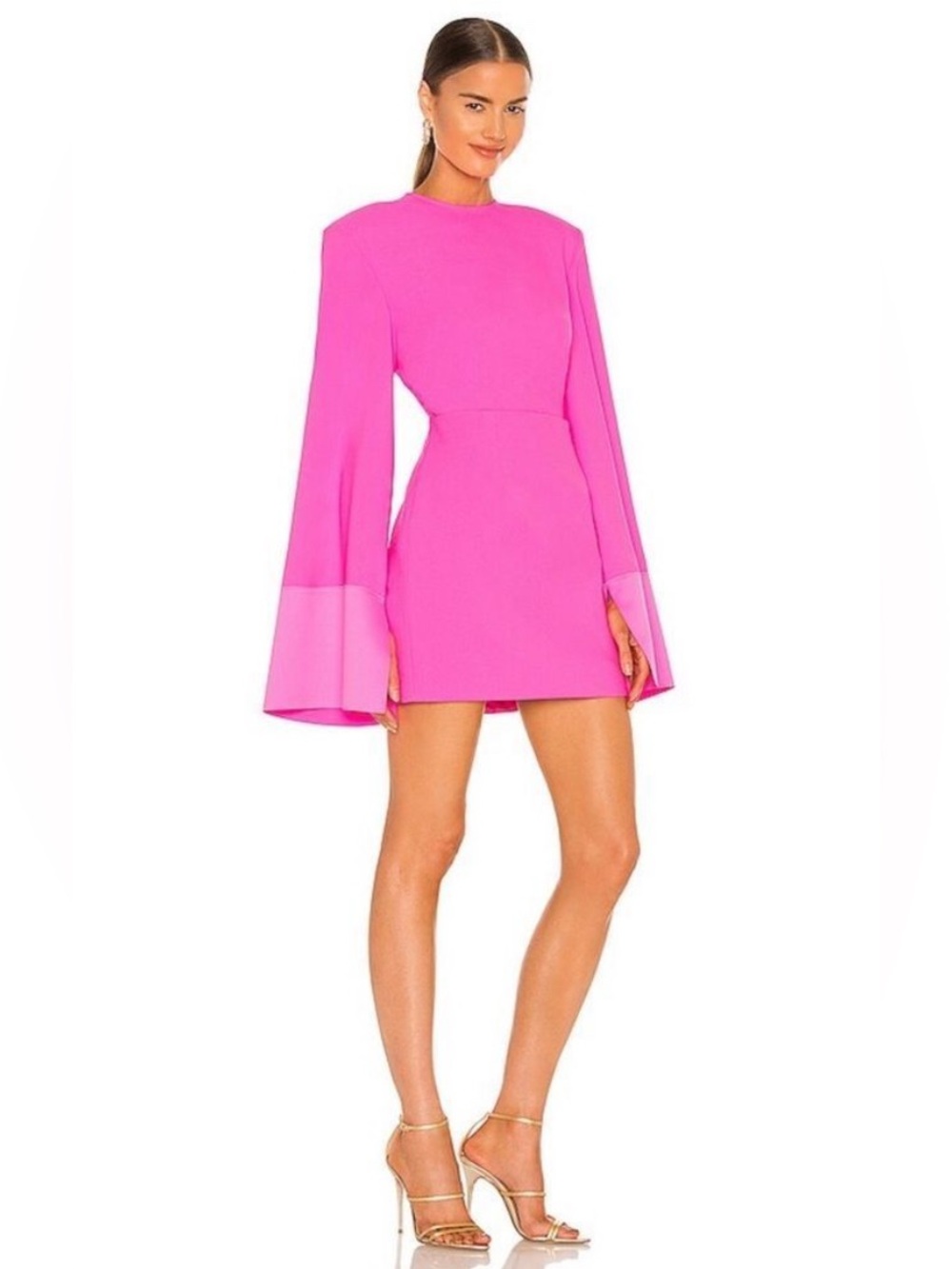 Solace London Sofie Mini Dress in Hot Pink Flare Sleeve REVOLVE Collections US2